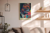 Paul Sinus Wandbild in 40x60cm Jimi's Electric Universe Buntes Musikerportrait mit psychedelischen Mustern