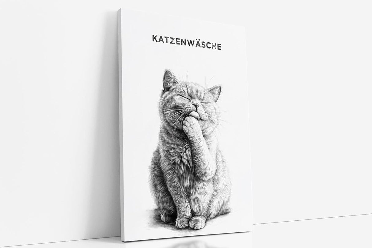 Paul Sinus Poster/Leinwandbild/Rahmenoption Lustiges Katzenbild – Witzige Klo-Deko fürs Badezimmer – Perfekt fürs Gäste-WC