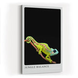 Paul Sinus Kunstdruck 40x60cm Jungle Balance mit Chamäleon auf Ast vor schwarzem Hintergrund