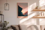 Paul Sinus Wandbild in 40x60cm The Last Light – Abstraktes Bergmotiv in sanften Rosaund Blautönen für moderne Wohnräume