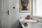 Paul Sinus Leinwandbild 40x60cm mystische Katze spirituell geheimnisvoll kunstvolle Wandkunst intensiv farbenfroh faszinierend ausdrucksstark tribal