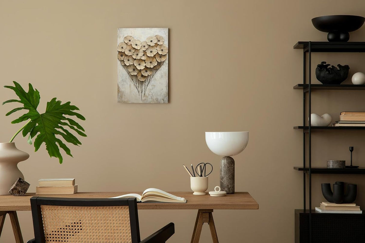 Paul Sinus 60x90cm Wandbild Blumenherz in Beige – Ausdrucksvolle Blütenkomposition mit emotionaler Blume