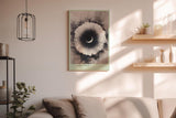 Paul Sinus Wandbild in 40x60cm Inkflower Abstraktes Schwarz-Weiß-Motiv mit blütenähnlicher, radialer Struktur und dunklem Zentrum