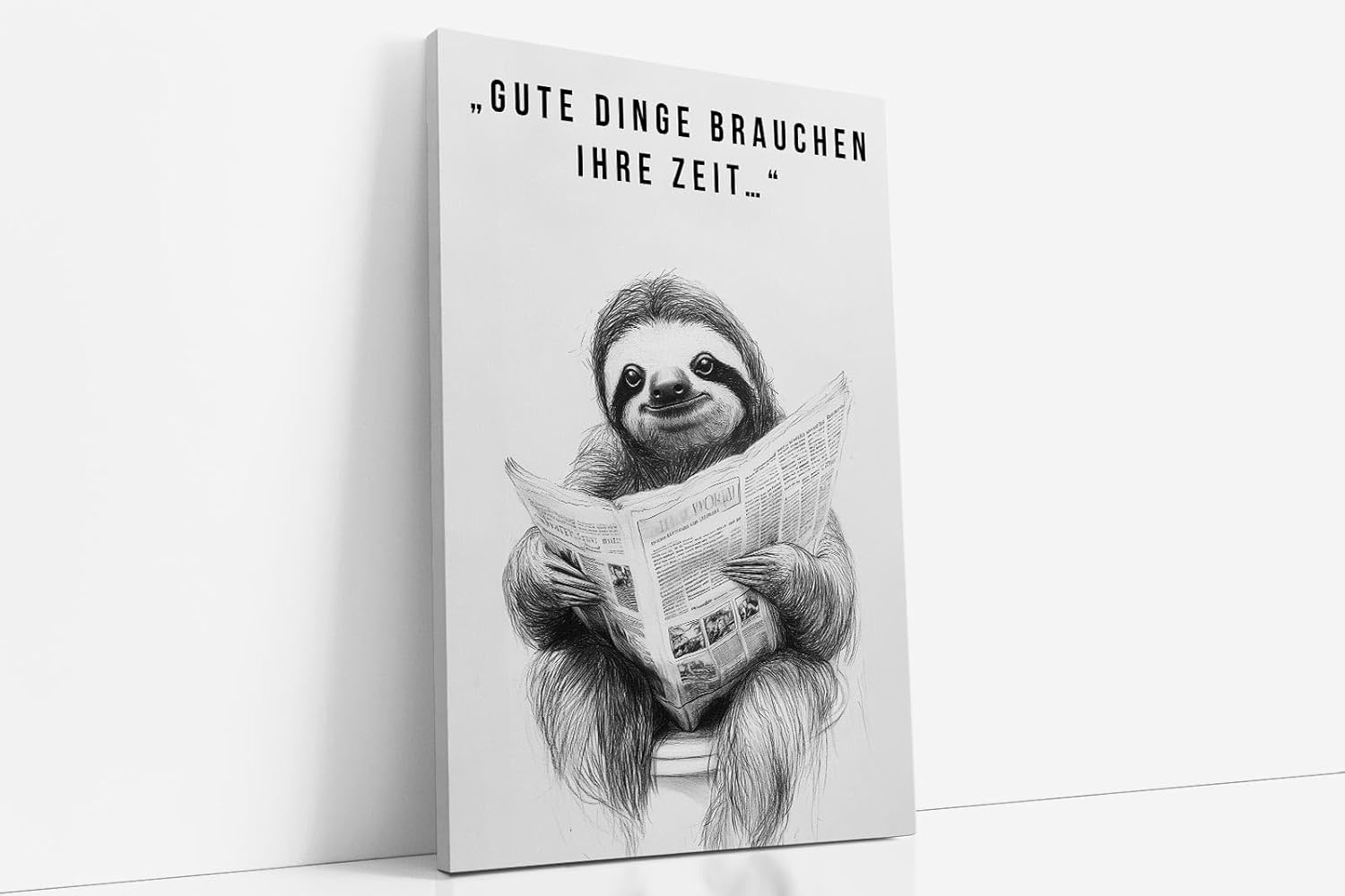 Paul Sinus Poster/Leinwandbild/Rahmenoption Lustiges Faultierbild – Witzige Klo-Deko fürs Gäste-WC – Perfekt für Geduldige