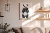 Paul Sinus Wandbild in 40x60cm The Hug Dealer Panda mit Herzgeste schwarz-weiße Tierillustration auf Leinwand