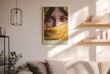 Paul Sinus Wandbild in 40x60cm Eyes of Jade – Intensiver Blick mit grünen Augen und gelbem Tuch