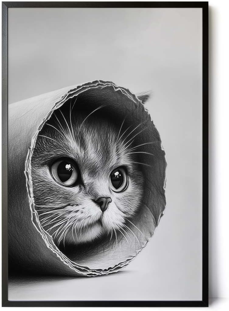 Paul Sinus Poster/Leinwandbild/Rahmenoption Lustiges Katzenbild – Süße Klo-Deko für dein Badezimmer – Perfekt fürs Gäste-WC