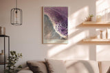 Paul Sinus Wandbild in 40x60cm Violet Surge Abstrakte Wellenbewegung in Violett und Weiß