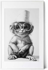 Paul Sinus Poster/Leinwandbild/Rahmenoption – Lustiger Affe mit Klopapierhut – Witzige WC-Deko für dein Badezimmer