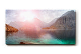 Sinus Art Wandbild 120x80cm Faszinierende Felslandschaft mit türkisfarbenem Wasser und warmem Lichtspiel