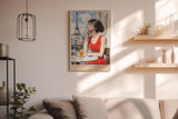 Paul Sinus Wandbild in 40x60cm The Taste of Paris Bilder einer Frau im roten Kleid auf einer Pariser Terrasse mit Blick auf den Eiffelturm