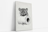Paul Sinus Poster/Leinwandbild/Rahmenoption Lustiges Mausbild – Humorvolle Klo-Deko mit süßer Maus auf Klopapierrolle