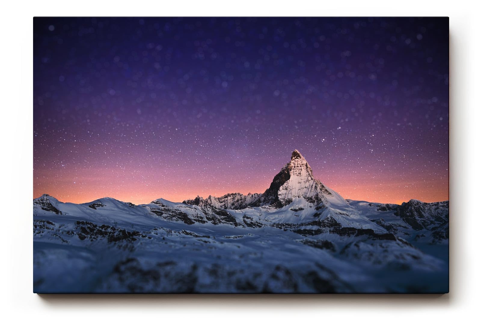 Sinus Art Wandbild 120x80cm Spektakuläre Darstellung des Matterhorns unter funkelndem Sternenhimmel