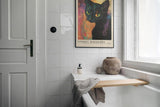 Paul Sinus Leinwandbild 60x90cm faszinierende Darstellung einer kosmischen Katze mit leuchtenden Augen, kunstvolle Wandkunst in galaktischen Farben