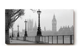 Sinus Art Wandbild 120x80cm Klassische London-Szene mit Laternenreihe und ikonischer Silhouette – elegant und urban