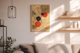 Paul Sinus Wandbild in 40x60cm The Orbital Map – Abstraktes Spiel aus roten und schwarzen Kreisen auf beigem Hintergrund mit feinen Linien wie unsichtbare Kräfte