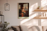 Paul Sinus Wandbild in 40x60cm A Journey to Love – Frau im Zug mit Blick auf den Eiffelturm, warmes Abendlicht, romantisches Paris-Motiv im Vintage-Stil