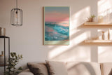 Paul Sinus Wandbild in 40x60cm Pastellfarbenes Meer bei Sonnenuntergang mit sanften Wellen und rosa-blauem Himmel