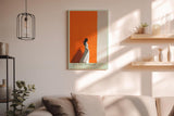 Paul Sinus Wandbild in 40x60cm Frau im weißen Kleid vor farbgetrennter Wand in Orange und Weiß