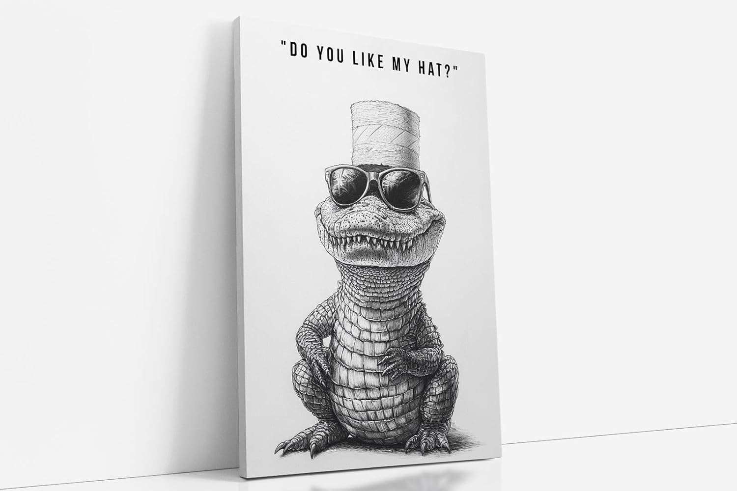 Paul Sinus Poster/Leinwandbild/Rahmenoption – Cooles Krokodil mit Klopapierhut – Lustige WC-Deko für dein Badezimmer