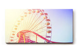 Sinus Art Wandbild 120x80cm Farbenfrohes Riesenrad mit Achterbahn im Vordergrund für nostalgische Dynamik