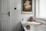 Paul Sinus Leinwandbild 80x120cm verträumtes Kunstwerk einer schlafenden Katze inmitten blühender Blumen, harmonische Naturillustration