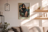 Paul Sinus Wandbild in 40x60cm Frau in schwarzem Spitzenkleid auf Sessel – modernes Porträt mit ausdrucksstarker Präsenz