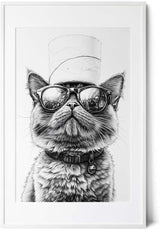 Paul Sinus Poster/Leinwandbild/Rahmenoption – Coole Katze mit Klopapierhut – Lustige WC-Deko für dein Badezimmer