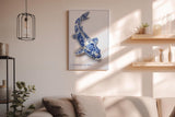 Paul Sinus Wandbild in 40x60cm Porcelain Koi – edler Koi-Fisch in filigraner Blau-Weiß-Porzellanoptik mit kunstvollen Mustern