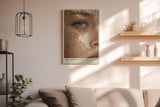 Paul Sinus Wandbild in 40x60cm The Ornamented Soul – Detailreiches Porträt mit ornamentaler Goldprägung und blauem Auge