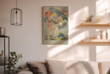 Paul Sinus Wandbild in 40x60cm The Garden Inside Her – Zartes Porträt einer Frau mit Blütenkrone und Vogel in pastellfarbener Komposition