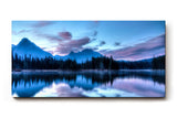 Sinus Art Wandbild 120x80cm Spiegelung von Bergen und Wald im ruhigen Wasser erzeugt eine meditative Wirkung