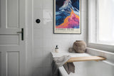 Paul Sinus Leinwandbild 40x60cm Leinwandbild Cosmic Peak – Faszinierende Darstellung eines Berggipfels mit kosmischen Farben, surrealer Naturkunst
