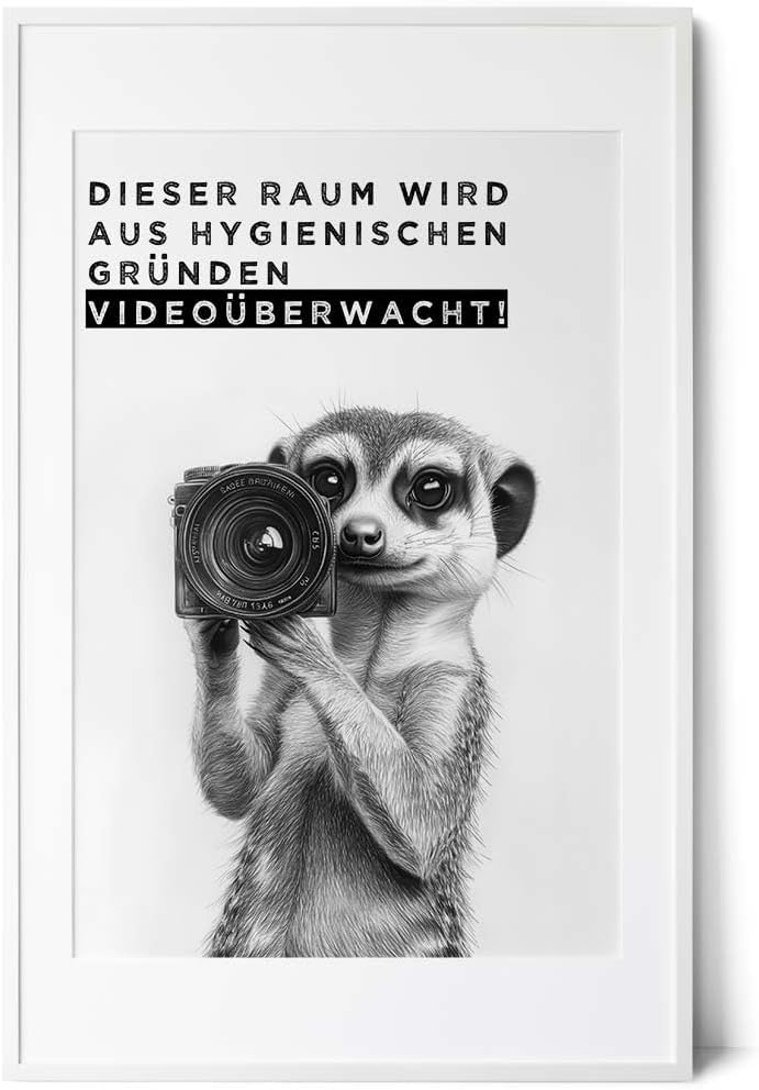 Paul Sinus Poster/Leinwandbild/Rahmenoption Lustiges Erdmännchenbild – Witzige Klo-Deko fürs Gäste-WC – Perfekt für Humorvolle