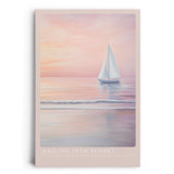 Paul Sinus Leinwandbild 60x90cm idyllische Segelboot-Szene mit sanften Pastellfarben, beruhigende Wandkunst mit romantischem Sonnenuntergang