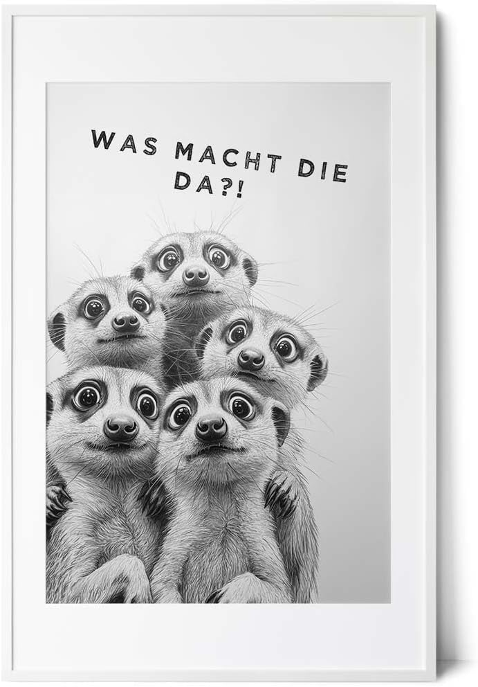 Paul Sinus Poster/Leinwandbild/Rahmenoption Lustiges Erdmännchenbild – Witzige Klo-Deko fürs Gäste-WC – Perfekt für Spaßvögel