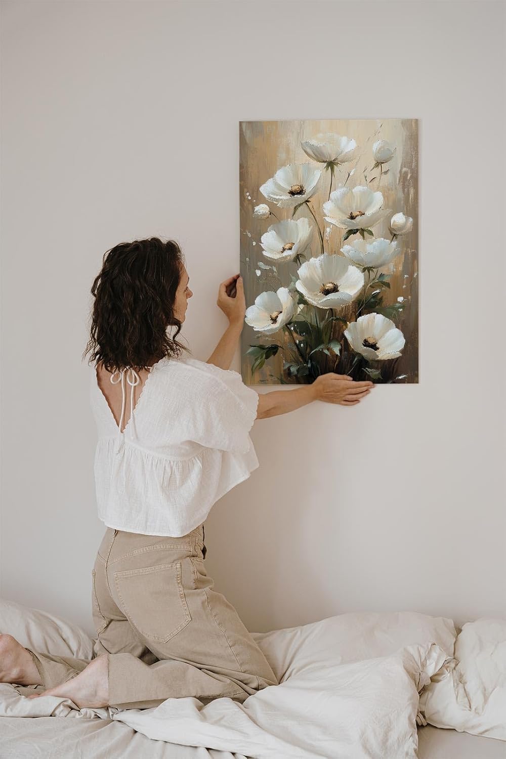 Paul Sinus 60x90cm Wandbild Blütenreigen in Beige – Harmonische Naturpracht mit stilvoller Blume
