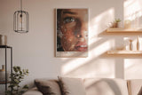Paul Sinus Wandbild in 40x60cm The Tide Inside hyperrealistisches Porträt eines grünen Auges mit Wasser und Lichtreflexen