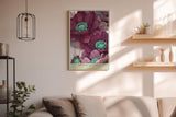 Paul Sinus Wandbild in 40x60cm Modern Botanics Magenta Blüten mit Türkisakzenten