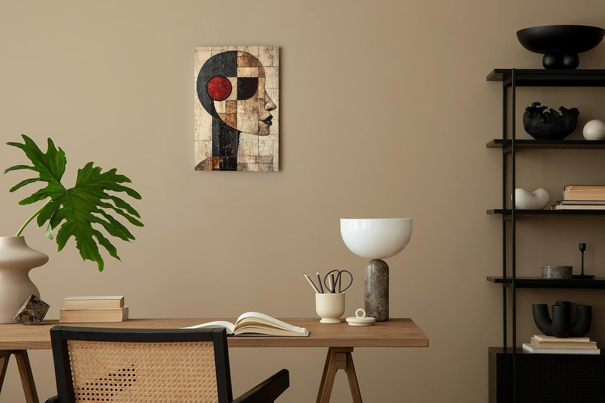 Paul Sinus 60x90cm Wandbild Zeitloser Blick – Modernes Kopfporträt als abstrakte Kunst auf Leinwand Holzrahmen