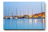 Sinus Art Wandbild 120x80cm Mediterraner Jachthafen bei Abendstimmung – reflektierend, maritim und entspannend