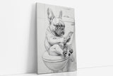 Paul Sinus Poster/Leinwandbild/Rahmenoption Lustiges Hundebild – Witzige Klo-Deko fürs Gäste-WC – Perfekt für Smartphone-Junkies