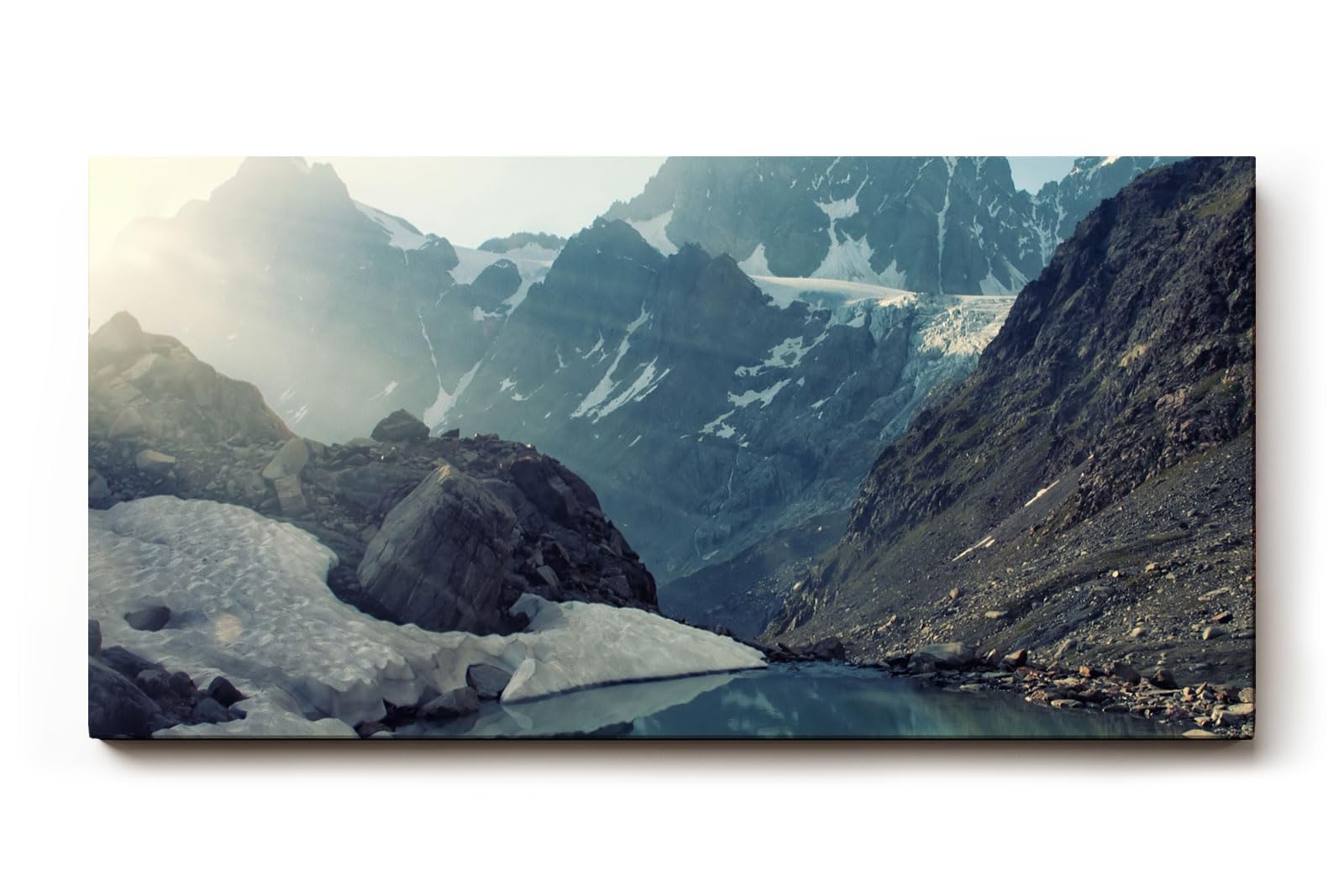 Sinus Art Wandbild 120x80cm Beeindruckende Alpenlandschaft mit Eis, Wasser und Licht – kraftvoll und beruhigend zugleich