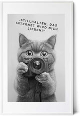 Paul Sinus Poster/Leinwandbild/Rahmenoption Lustiges Katzenbild – Witzige Klo-Deko fürs Badezimmer – Perfekt fürs Gäste-WC