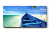 Sinus Art Wandbild 120x80cm Das Boot in der Bildmitte lenkt den Blick hinaus aufs offene Meer und vermittelt Fernweh