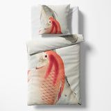 Sinus Art Bettwäsche 135x200 cm + 80x80 cm – Koi-Fisch Design auf cremefarbenem Grund – Mikrofaser – weich, atmungsaktiv & pflegeleicht