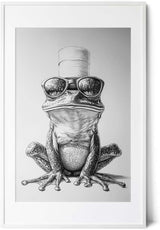 Paul Sinus Poster/Leinwandbild/Rahmenoption – Cooler Frosch mit Klopapierhut – Lustige WC-Deko für dein Badezimmer