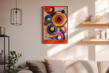 Paul Sinus Wandbild in 40x60cm The Rhythm of Rings – Lebendige Komposition aus farbkräftigen Kreisen in Gelb, Rot, Blau, Pink und Schwarz mit dynamischen Pinselspuren