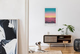 Paul Sinus Leinwandbild 80x120cm leuchtende Steppenlandschaft mit farbenprächtigem Himmel, faszinierende Wandkunst mit surrealem Farbverlauf