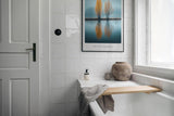 Paul Sinus Leinwandbild 40x60cm Two Souls One Mirror – Natur, Reflexion, Wasser, Bäume, Herbst, Spiegelung, Harmonie, Ruhe, Blau, Orange, Minimalismus